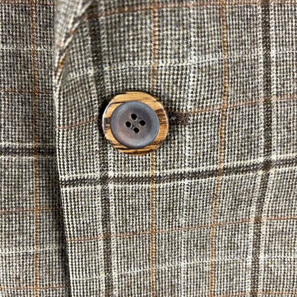 Vintage Hardy Amies Blazer Sport Coat Mens 40R Tan Plaid Wide Lapel Academia - Picture 9 of 16
